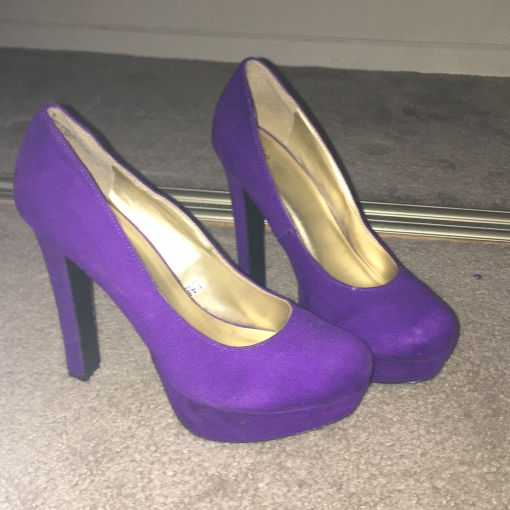 Purple suede heels
